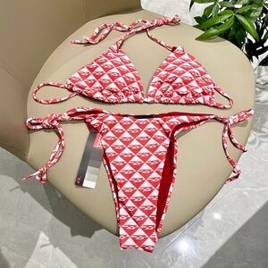 Diesel Bikini Set: Y2K Pink Tie-Side Triangle Bikini